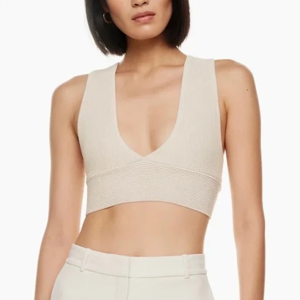 Aritzia Babaton Carlotta Crop Top in Matte Pearl